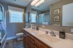 Main/Upper Level Hallway Bathroom with Double Sinks, Tub & Shower in one 